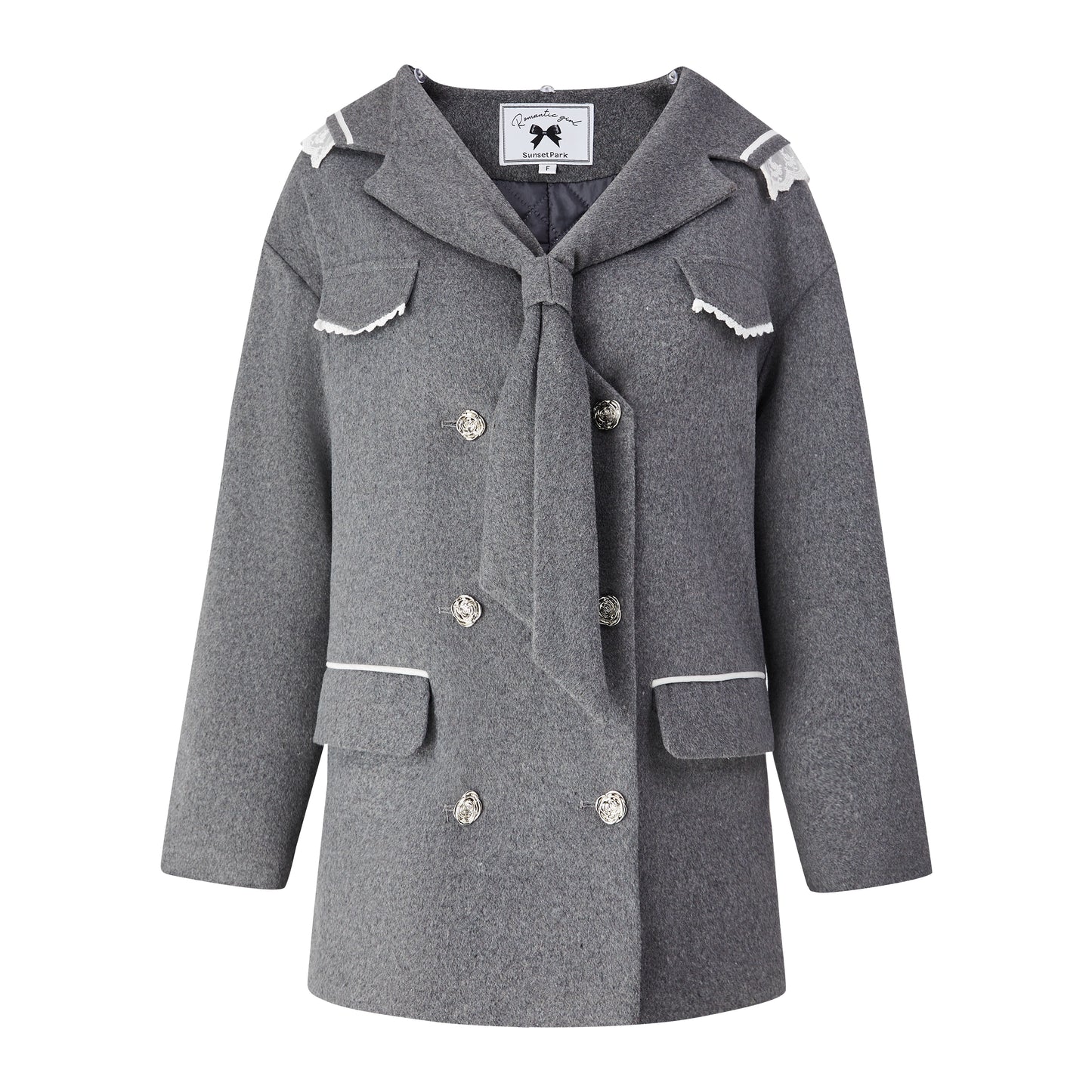 Grey Wool Jacket w/ Navy Collar