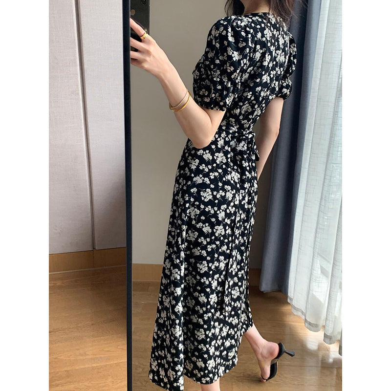 Floral V-Neck Long Skirt