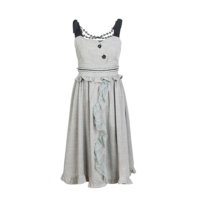 Gray Lace Suspender Dress