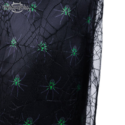 Spider Mesh Splice A-Line Dress