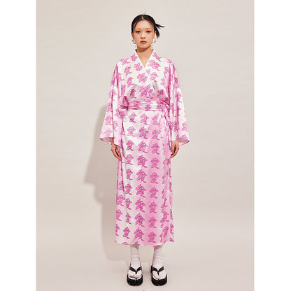 Love printed bathrobe