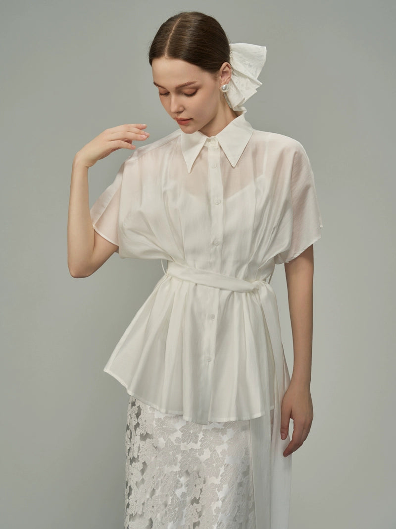 Chemise d'été blanc abricot