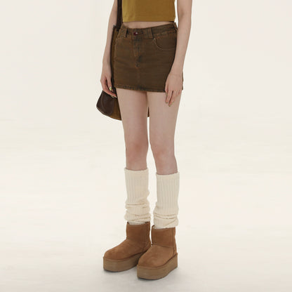 Coffee Denim Anti Glare Skirt