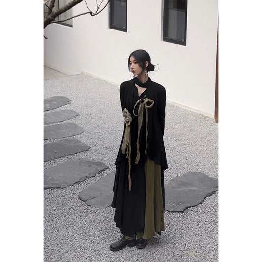 Loose Fairy Black Coat: Spring