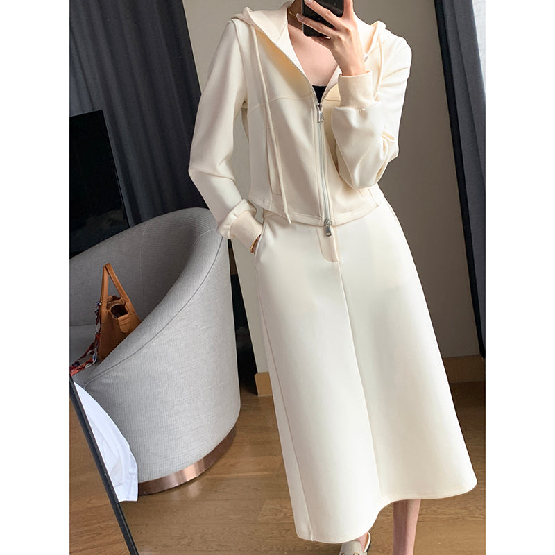 Beige High Waist Casual Long Skirt