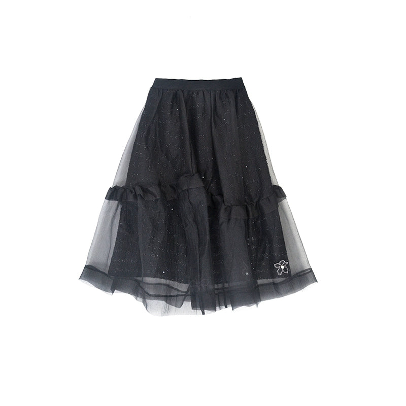 Black Woolen Organza Skirt