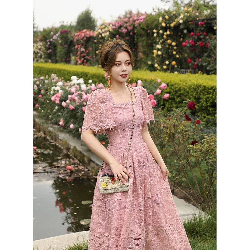 Mi Xiang Pink Lace Fairy Dress