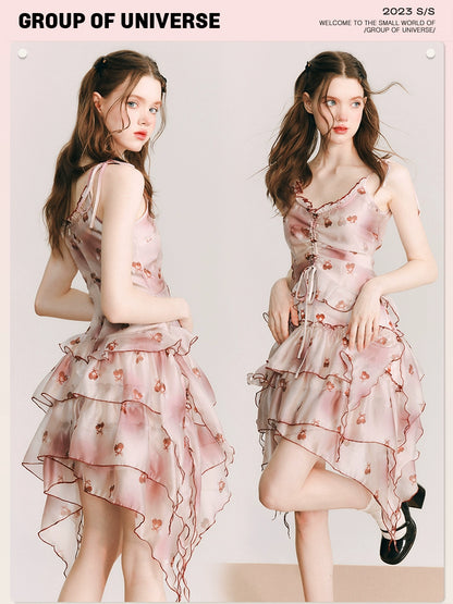 Frozen Cherry Organza Dress