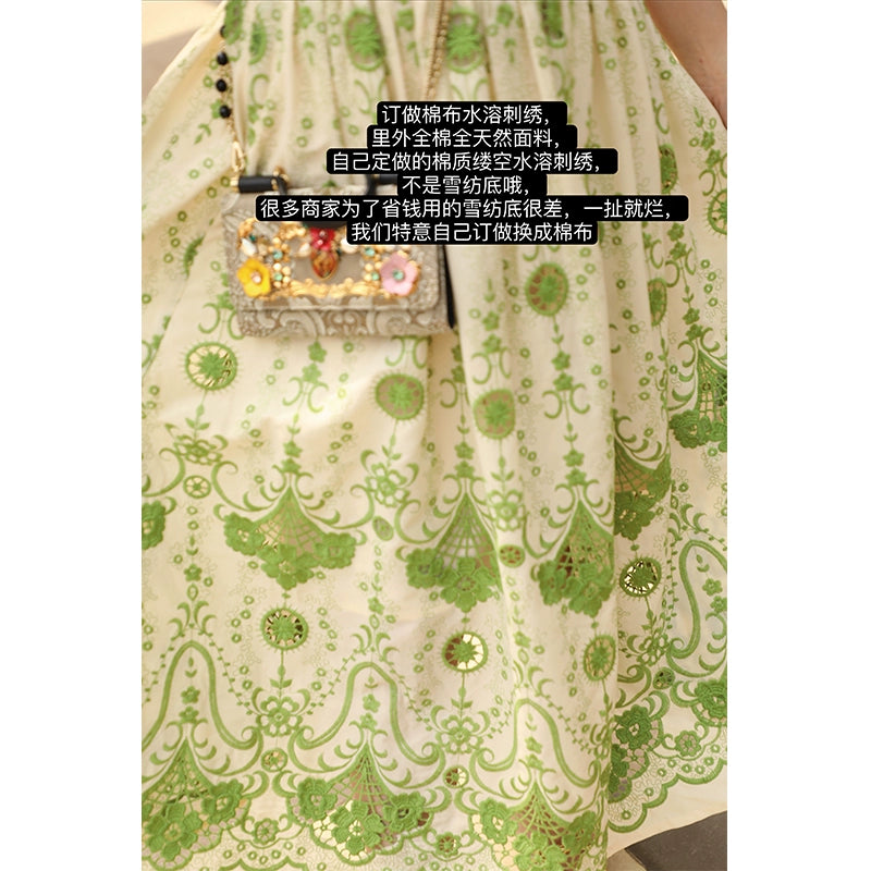 Mid Summer Mint Large Swing Embroidery Dress