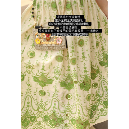 Mid Summer Mint Large Swing Embroidery Dress