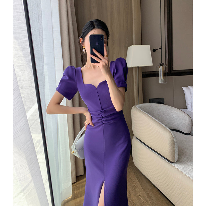 Purple Bubble Sleeve Skirt