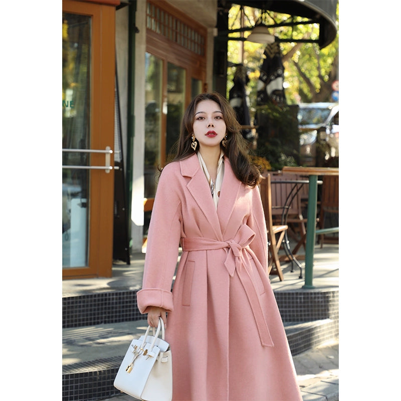 Cornus Powder Cashmere Woolen Mid-Length Coat