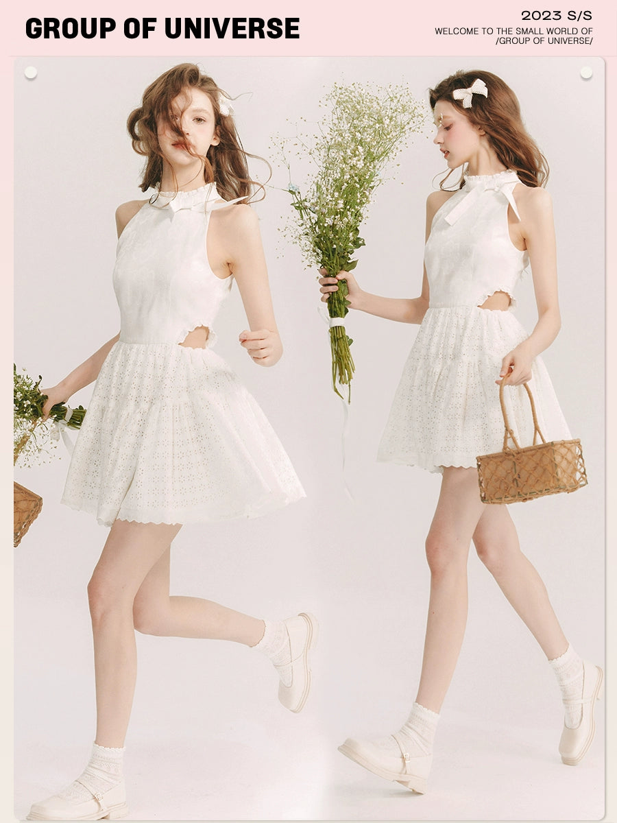 Breezy Charm - Cotton Lace-Edged French Dress