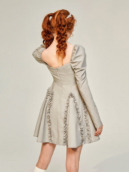 Taupe Princess - Crystal Buttoned Dress