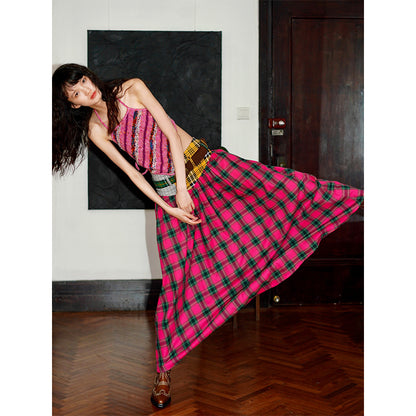 Vintage Check Maxi Skirt