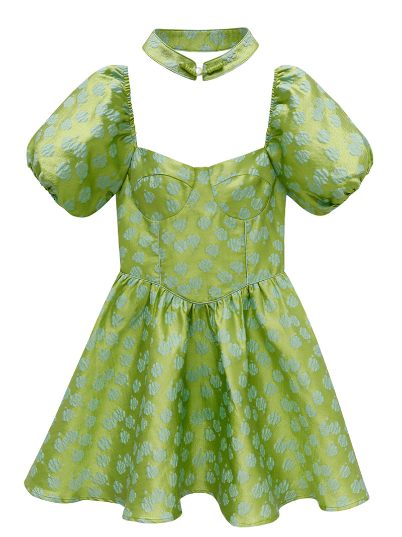 Cheongsam Collar Green Dress