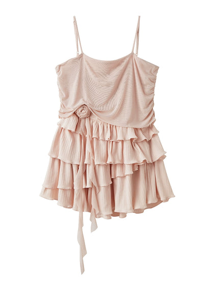 Pink Desire - One Shoulder Ruffle Dress