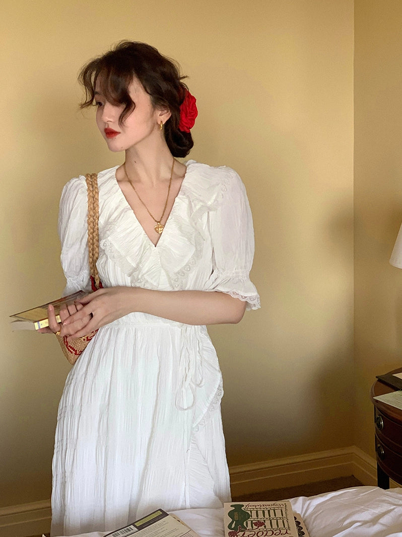 French Vintage: Irregular Hem Summer Dress