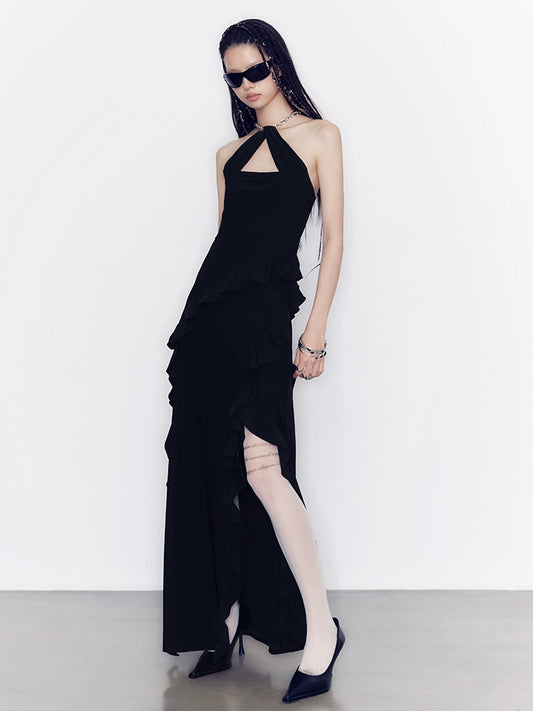 Yuan Lace Slim Fit Hanging Neck Dress