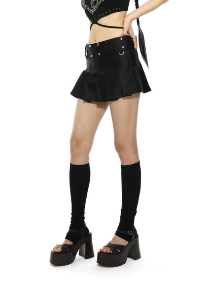 Punk Rivet Metal Waist Skirt