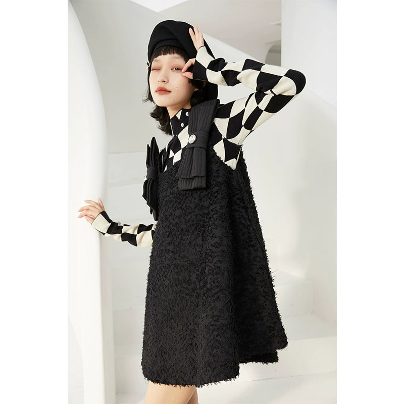 Bow Black Strap - Plush Flower Dress