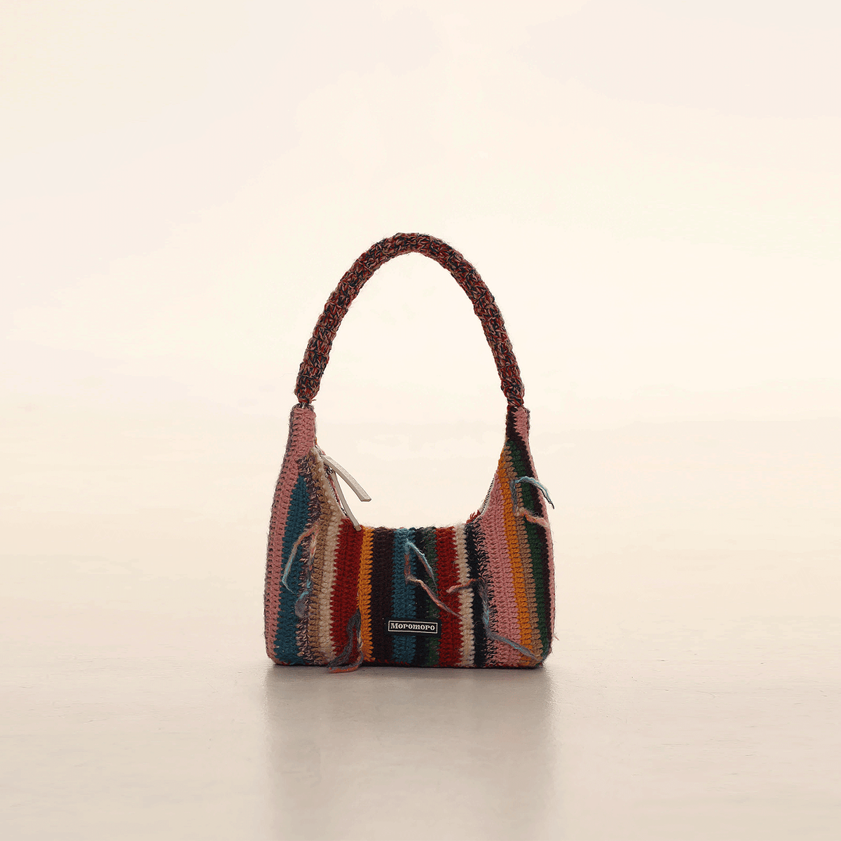 Vertical Stripe Tassel Underarm Bag