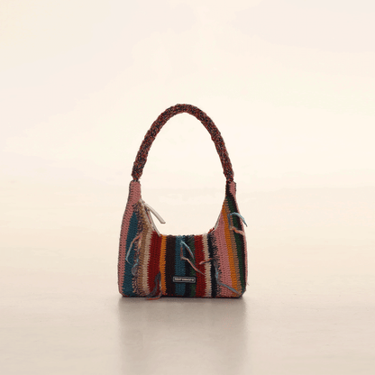 Vertical Stripe Tassel Underarm Bag