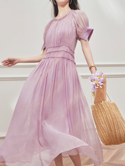 Romantic Purple French Summer Dress