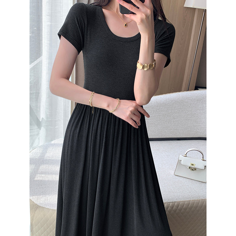 Spliced Round Neck Dress