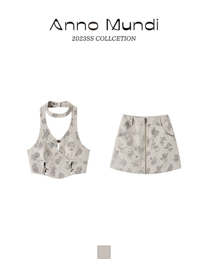 Short Skirt Tank Top Retro Set