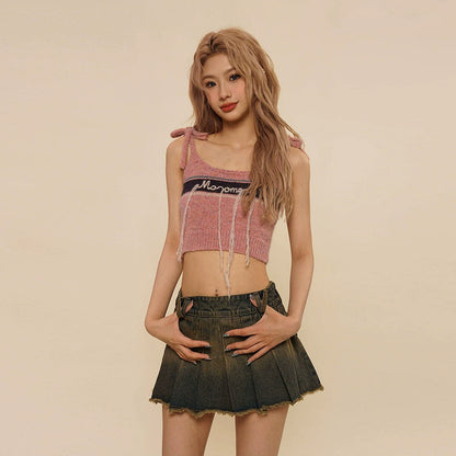 Tassel Strap Knitted Camisole Tank