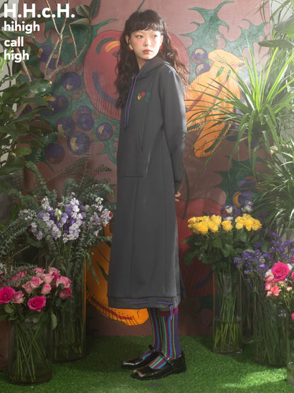 Fruit Print: Long Hooded Sweater Dress