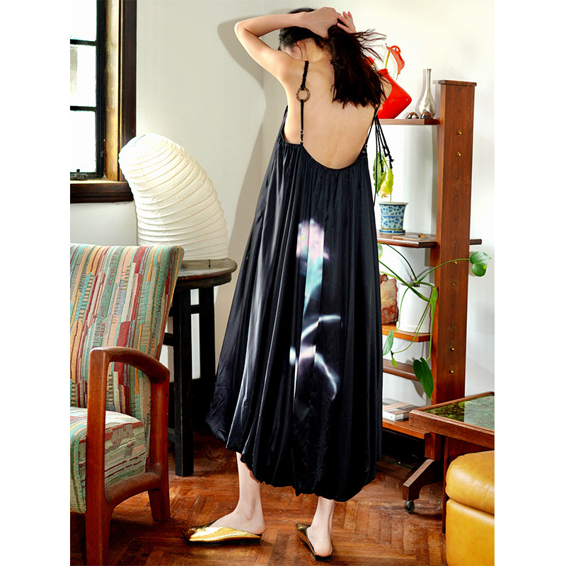 Glossy Lantern Summer Dress