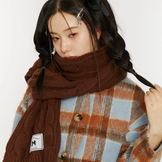 Tri-Color Knitted Long Scarf