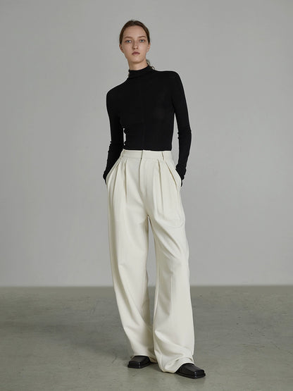 Pantalones de traje de pierna ancha blanca