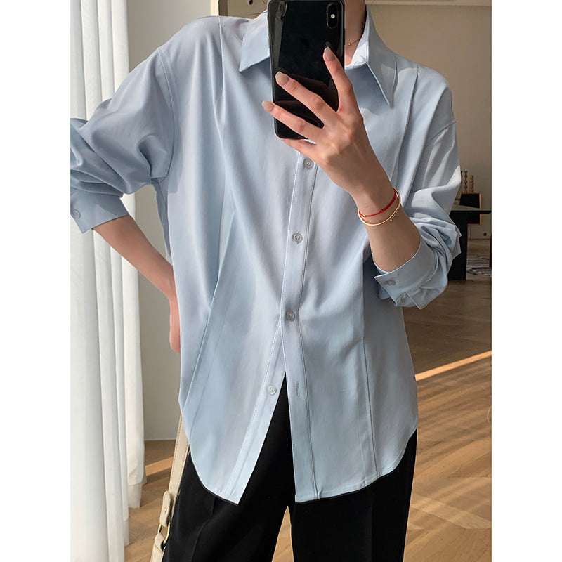 Blue Tencel Long Sleeve Shirt