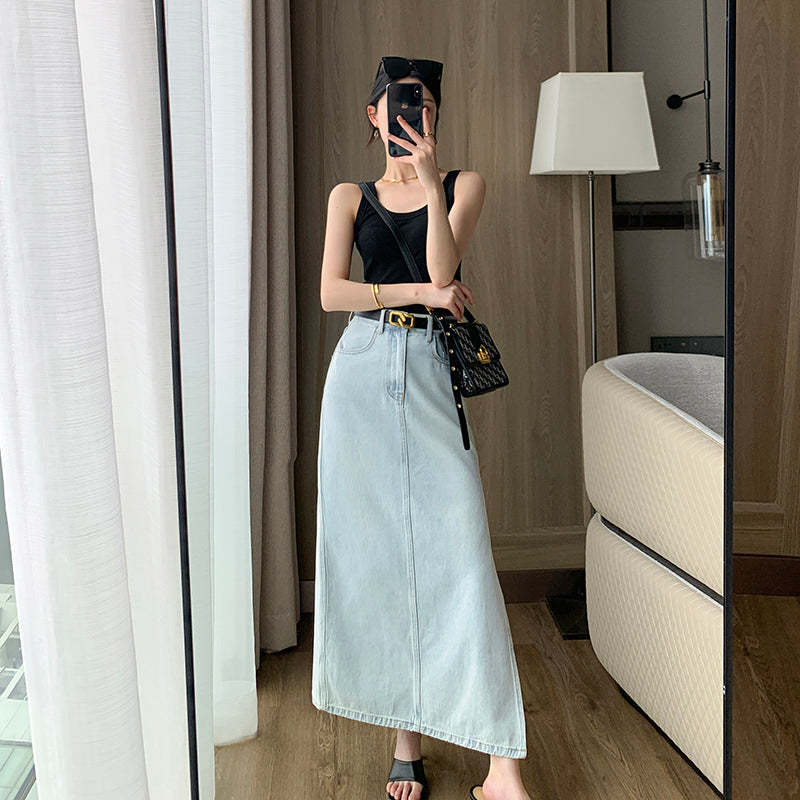 High Waist Denim Skirt 'Summer