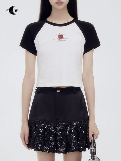 Yuan Poetry and Rose Stampa Raglan Tee