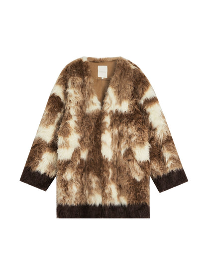 Mela Fleece Fur Contrast Coat