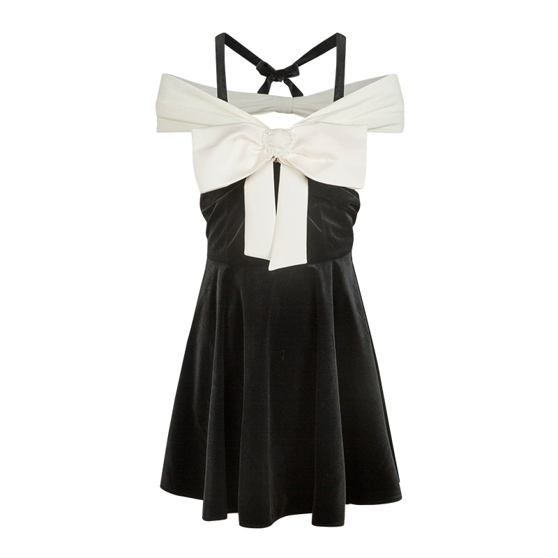 Black Velvet Bow Dress