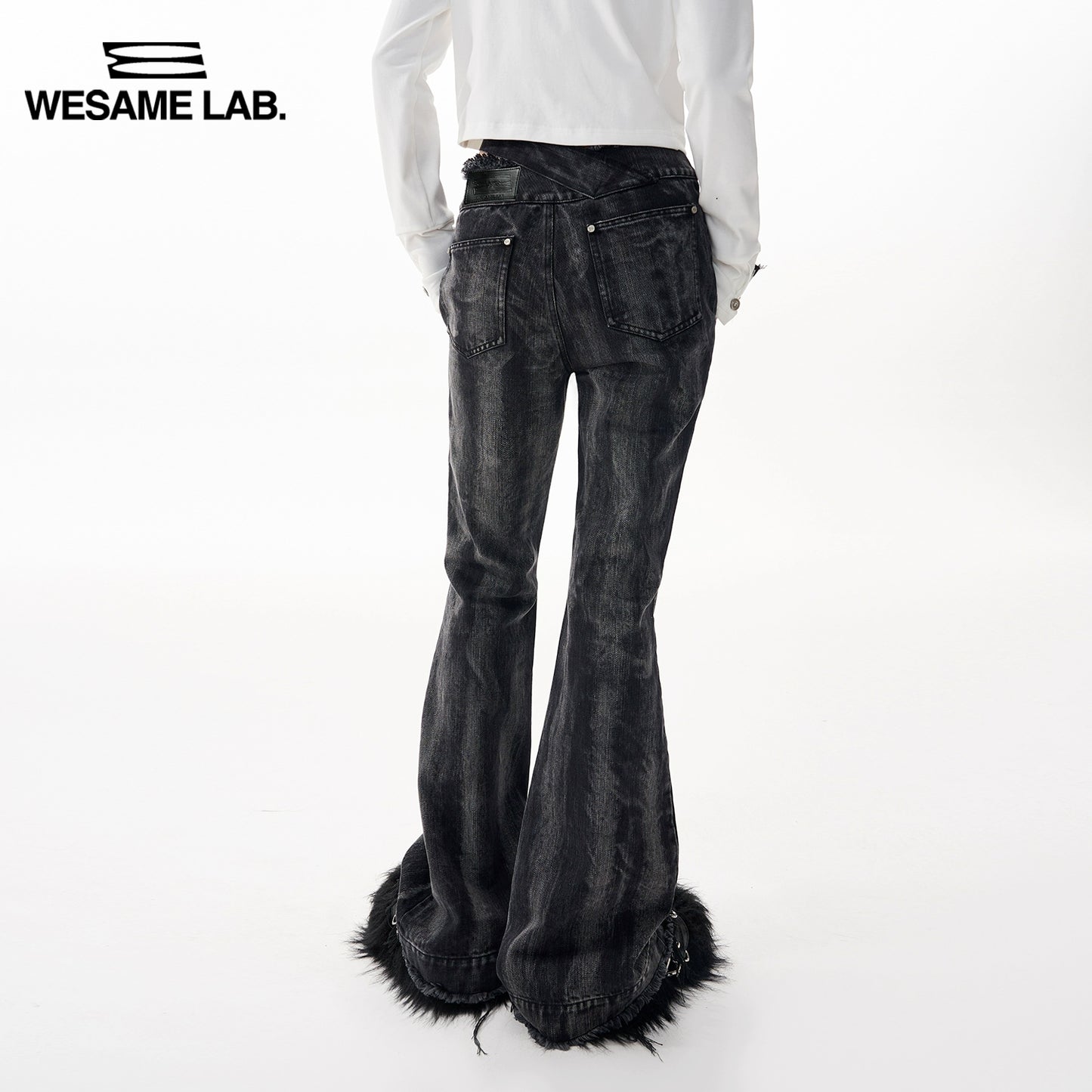 Black High Street Retro Slim High Waist Denim Pants