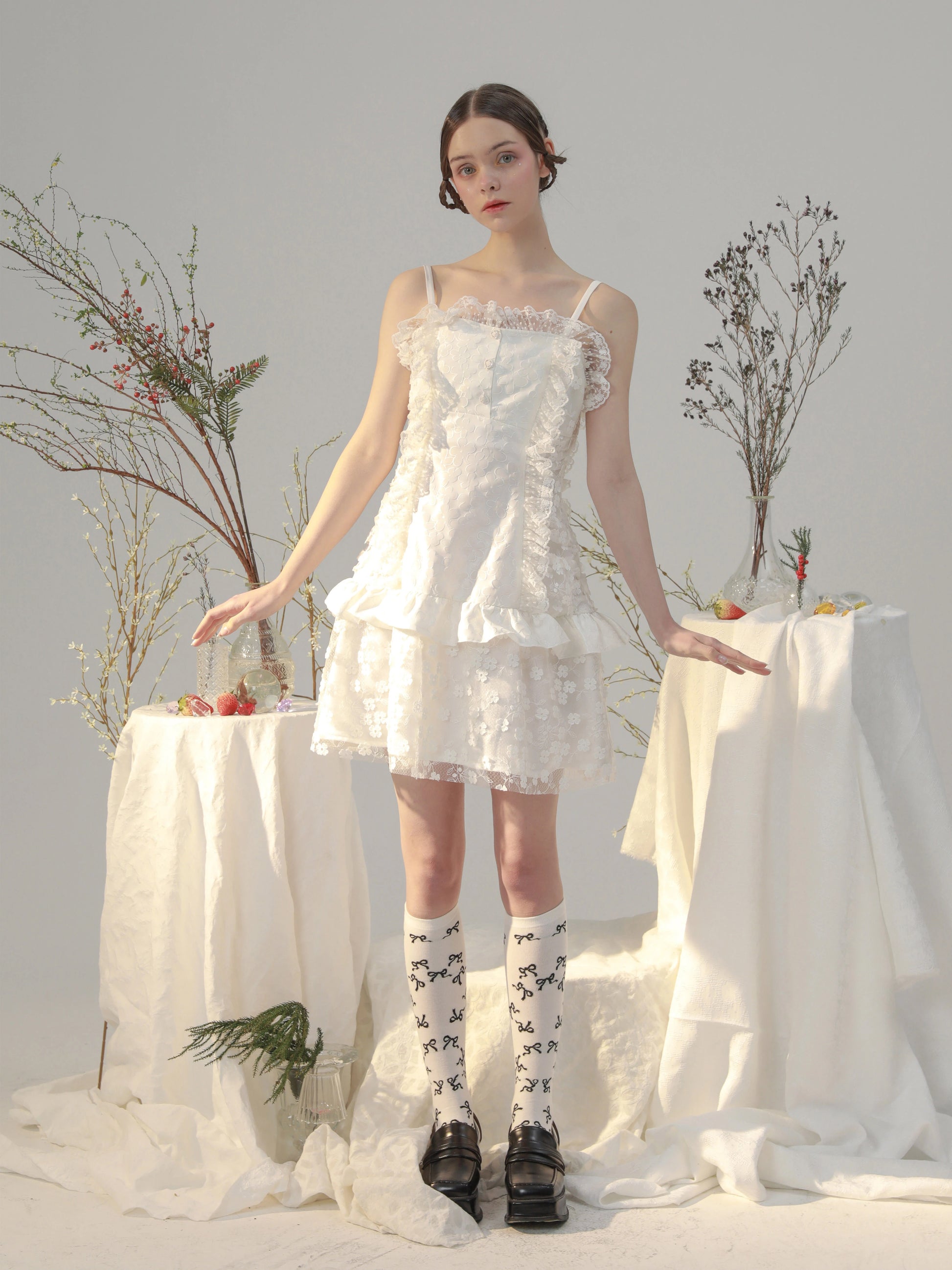 EDEN FAIRY White Jaker Dace Mini Dress -Elegant items made of elegant materials Serendute EDEN FAIRY White Jaker Dace Mini Dress -Elegant items made of elegant materials Serendute