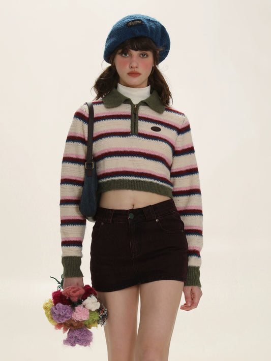 Maglione a polo a righe pigre