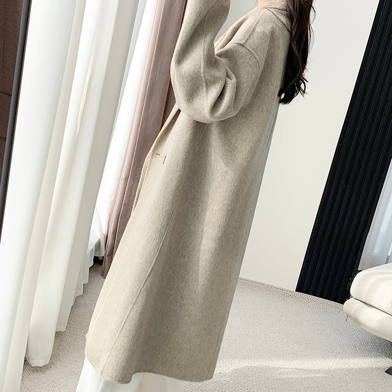 Temperament Double-Breasted Wool Coat