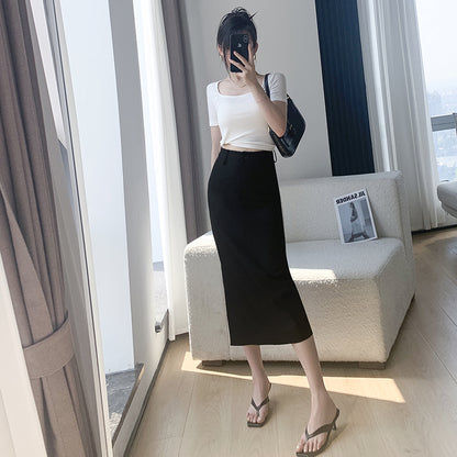 Split Black Suit Skirt 'Summer