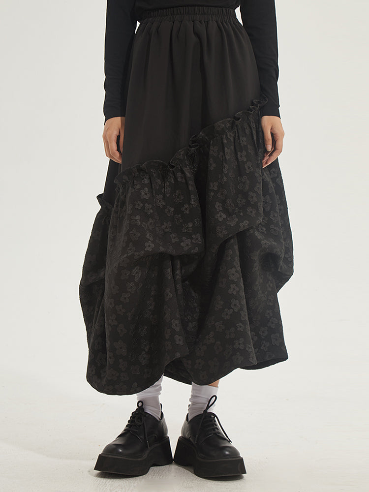 Ruffle Jacquard Skirt