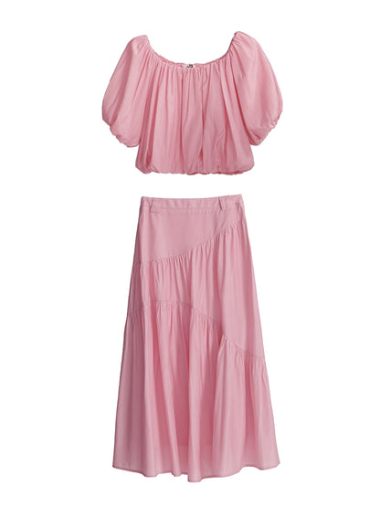 Cherry Blossom Pleated Top & Skirt Set
