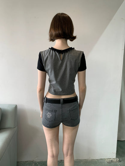 Grey Elastic Dog Claw Shorts