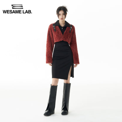 التصميم الأصلي أزياء الأزياء جوفاء كتف طوق تقسيم الأكمام الطويلة فستان أسود فستان الخريف والشتاء النساء