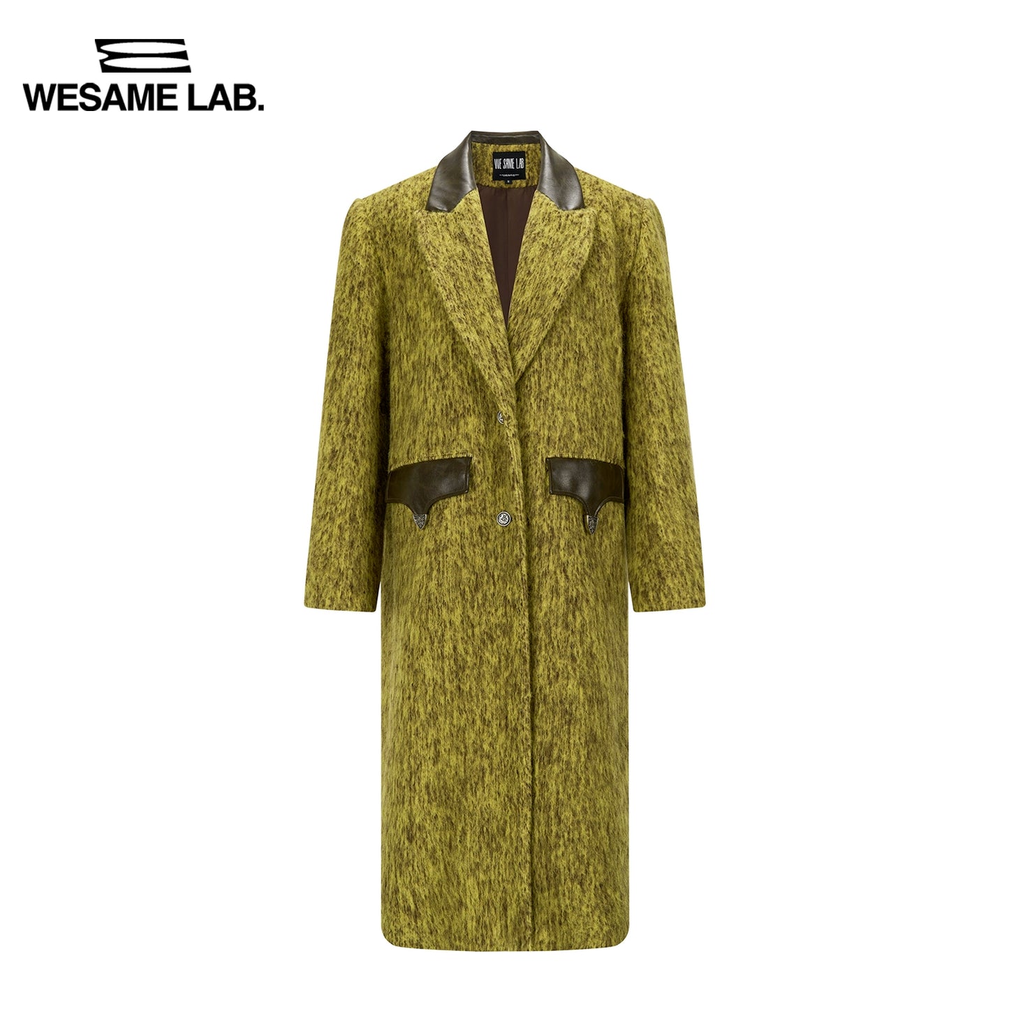 Green Warm Collar Mid Length Cashmere Fur Coat